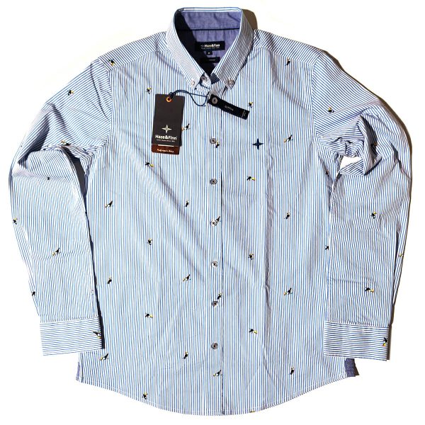 Shirt Wit met Blauw Gestreept & Toekan Haze & Finn Shirts