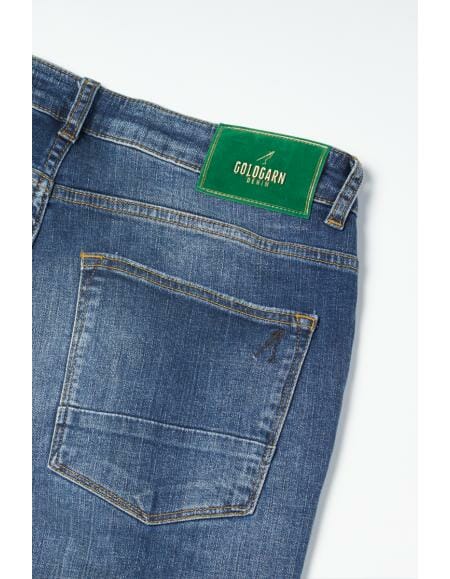 Jeans midblue damaged ISKO denim Slim-fit ‘U2’ Goldgarn Broeken