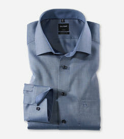 Shirt blauw wit glans weving Modern-fit Olymp Shirts