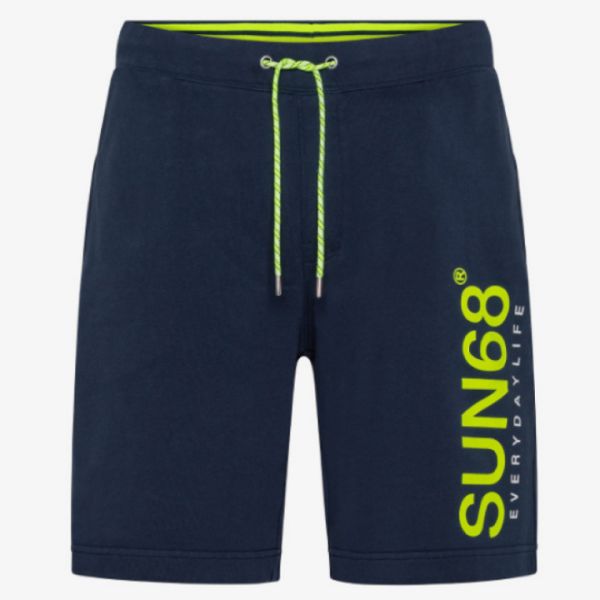 Sweat short donker blauw fluor accenten SUN68 Shorts